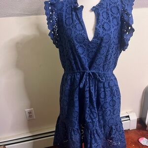 Blue Eyelet Lace Dress